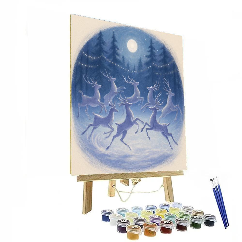 Holiday Reindeer Ballet In Moonlit Clearing Paint by numbers kits