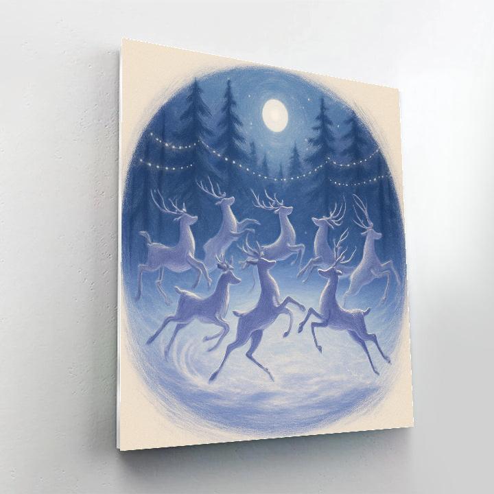 Holiday Reindeer Ballet In Moonlit Clearing Paint by numbers kits