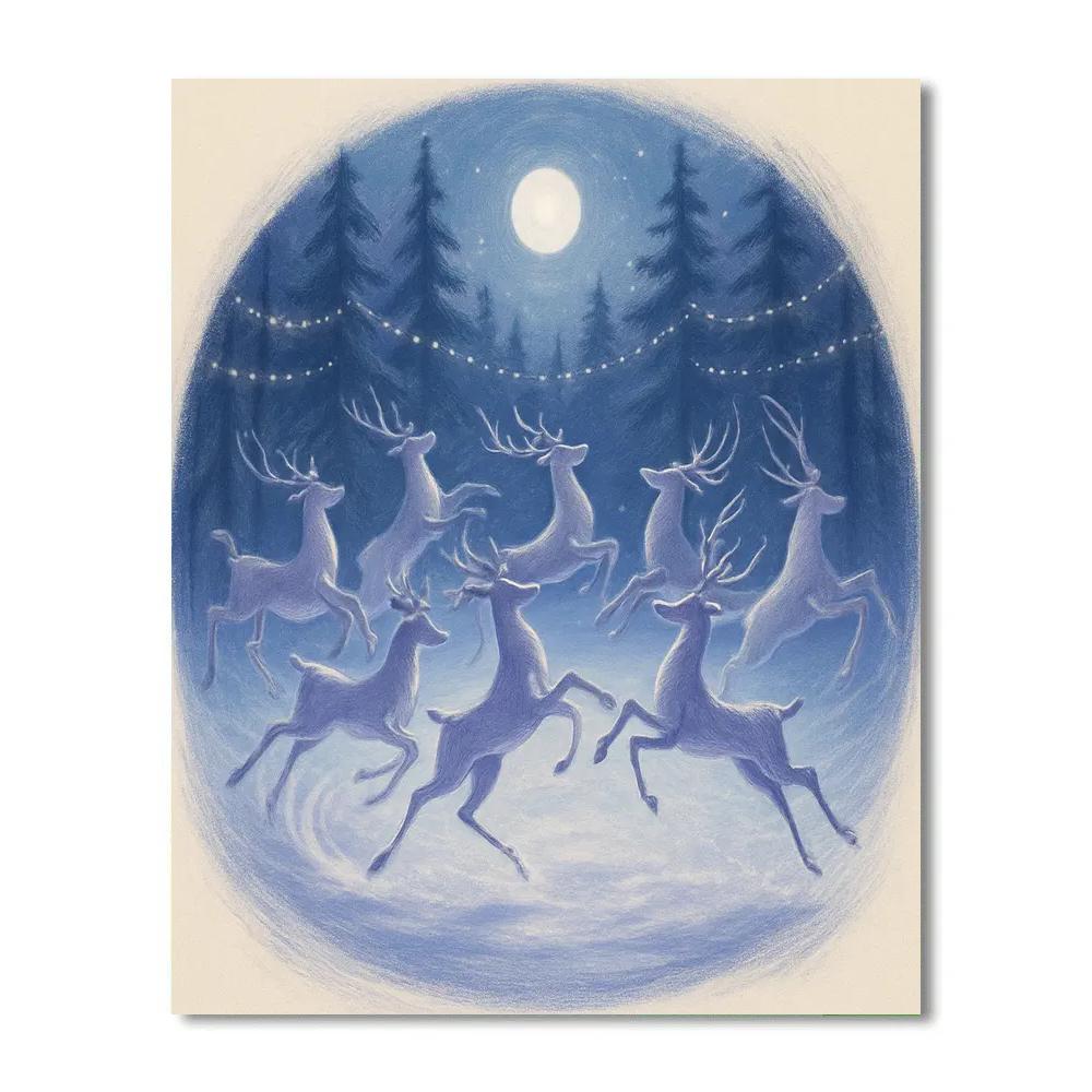 Holiday Reindeer Ballet In Moonlit Clearing Paint by numbers kits