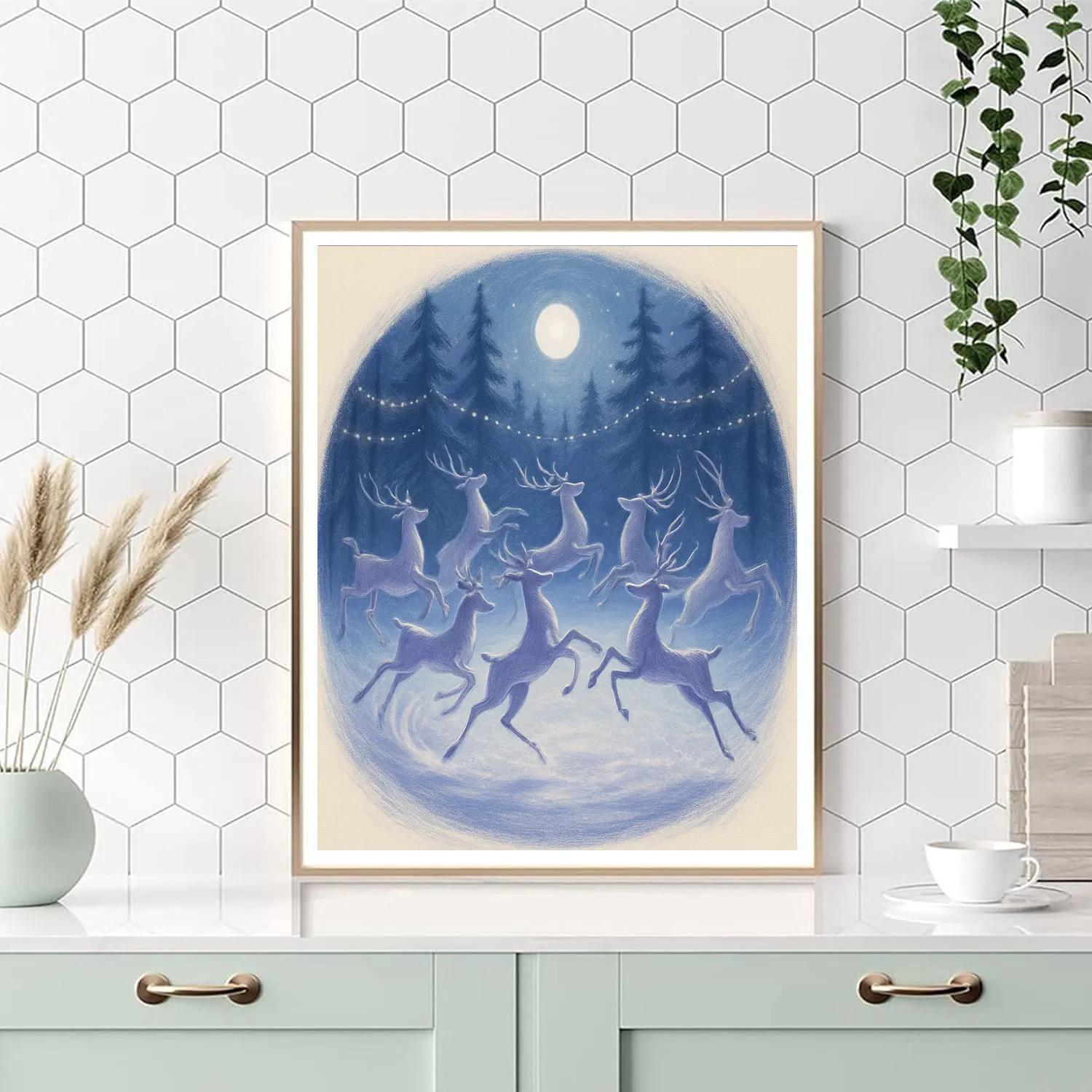 Holiday Reindeer Ballet In Moonlit Clearing Paint by numbers kits