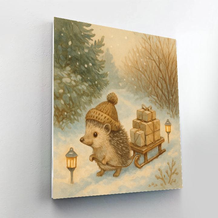 Holiday Hedgehog Sleigh Mail Numbered painting kits