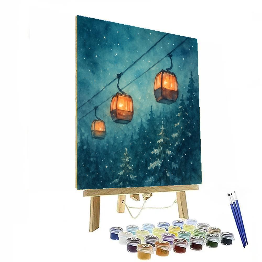 Christmas Skylift Over Forest Of Stars paint by numbers