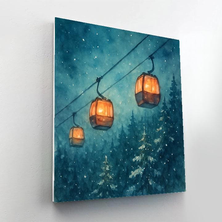 Christmas Skylift Over Forest Of Stars paint by numbers