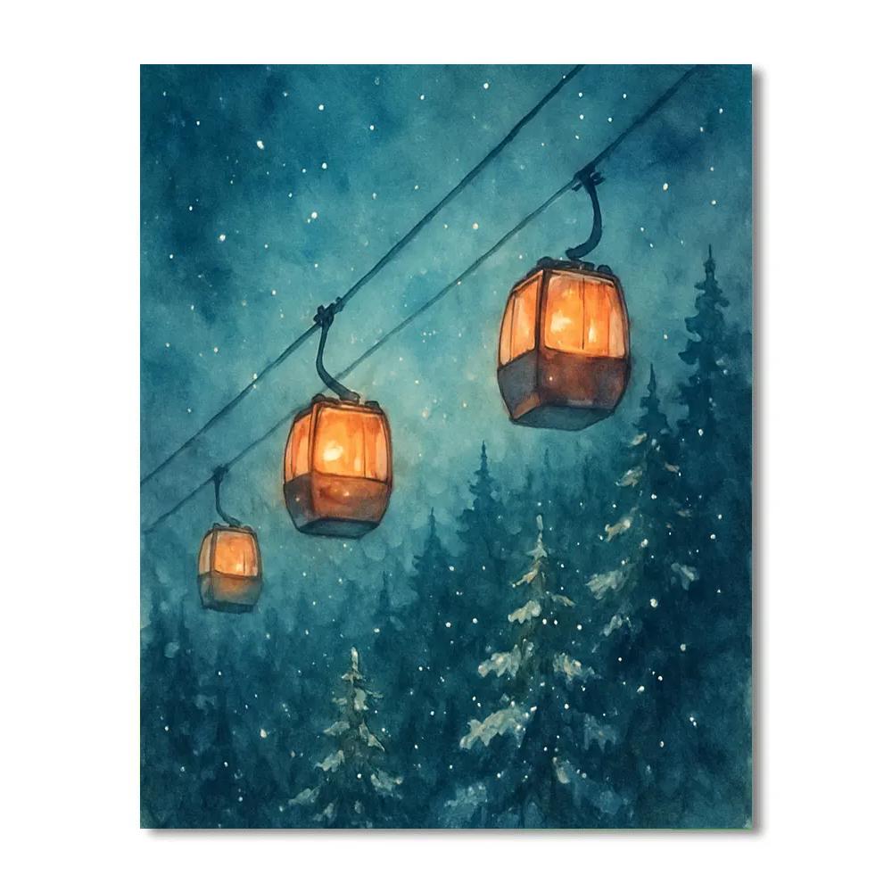 Christmas Skylift Over Forest Of Stars paint by numbers
