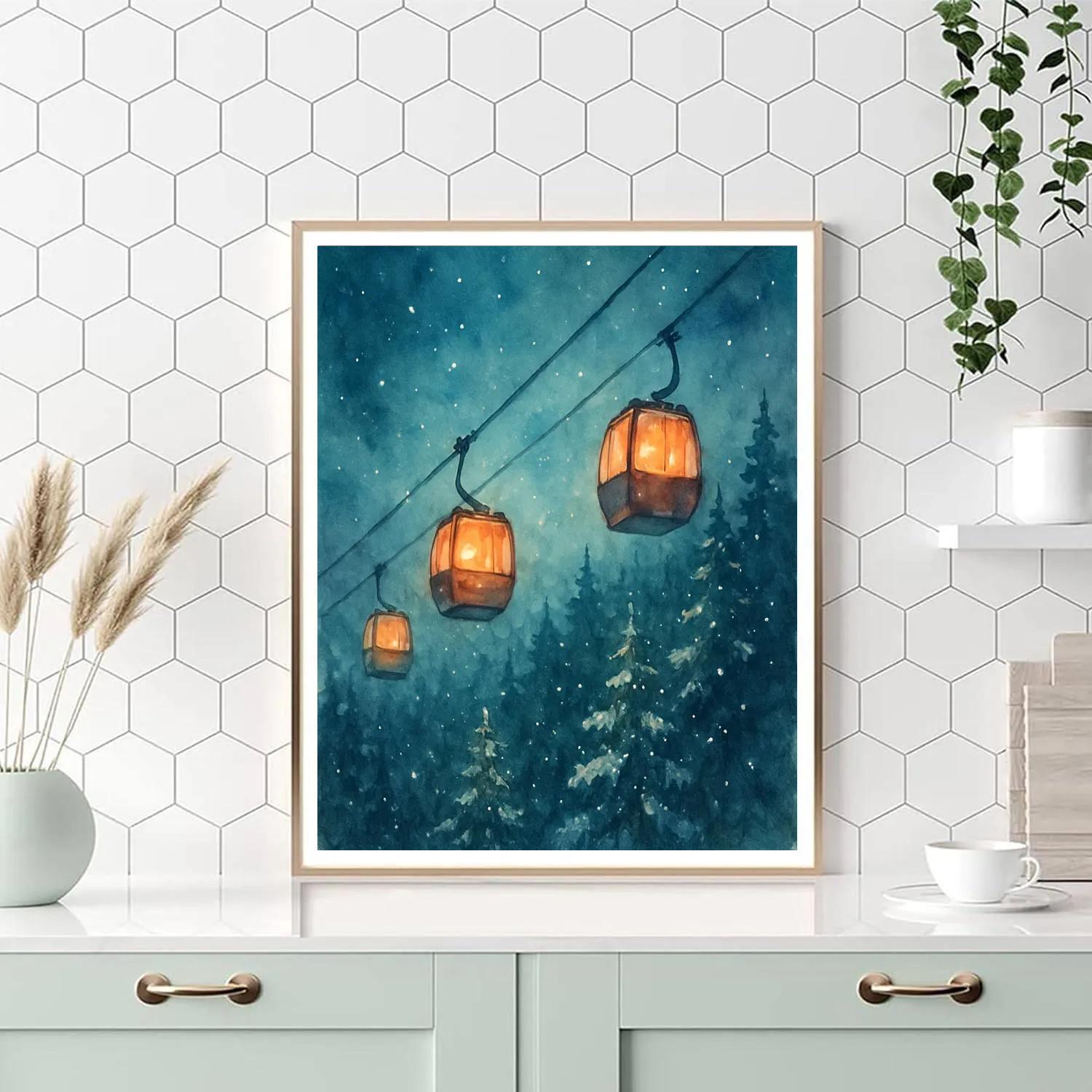 Christmas Skylift Over Forest Of Stars paint by numbers