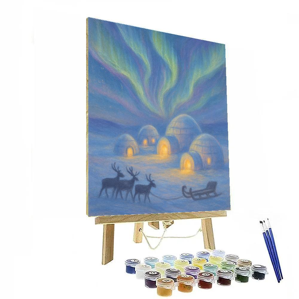 Christmas Starglow Over Igloo Camp paint by numbers