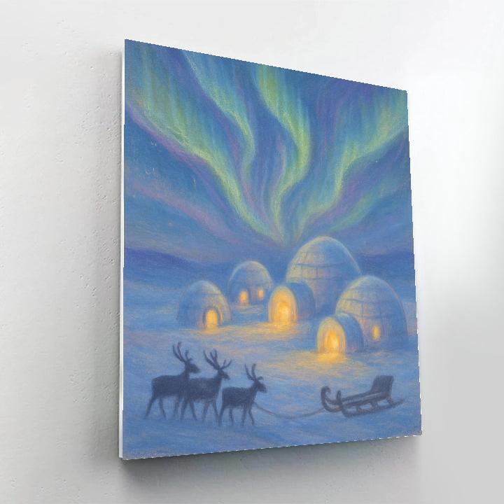 Christmas Starglow Over Igloo Camp paint by numbers