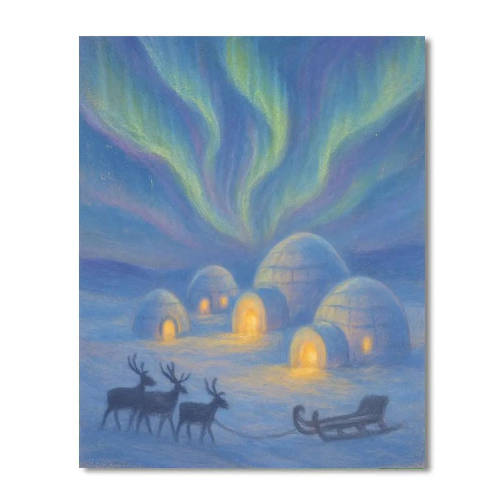 Christmas Starglow Over Igloo Camp paint by numbers
