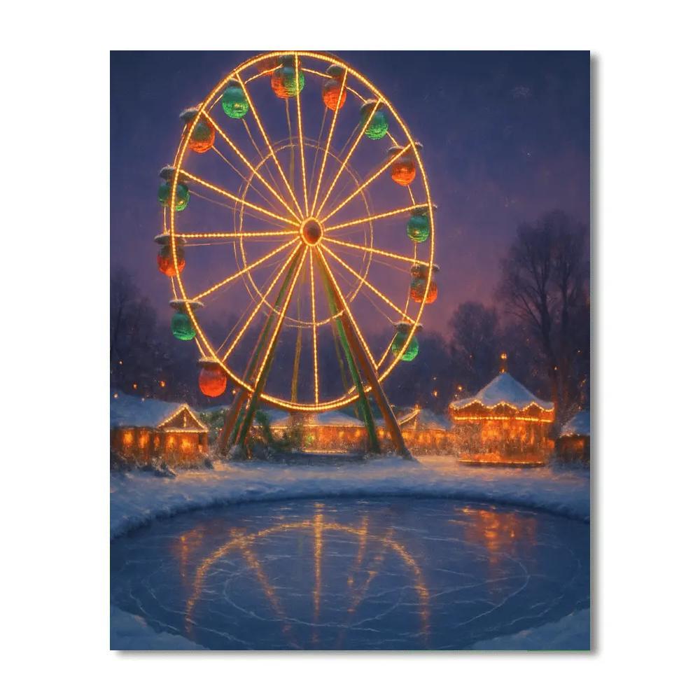 Christmas Twilight At Frozen Ferris Wheel DIY paint by numbers