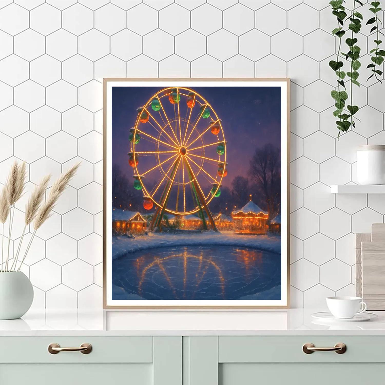 Christmas Twilight At Frozen Ferris Wheel DIY paint by numbers