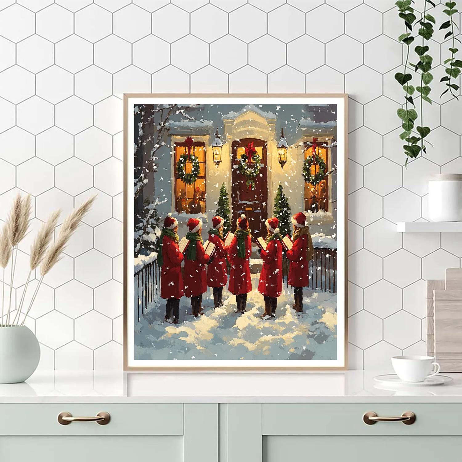 Midnight Snowfall Carolers paint by numbers