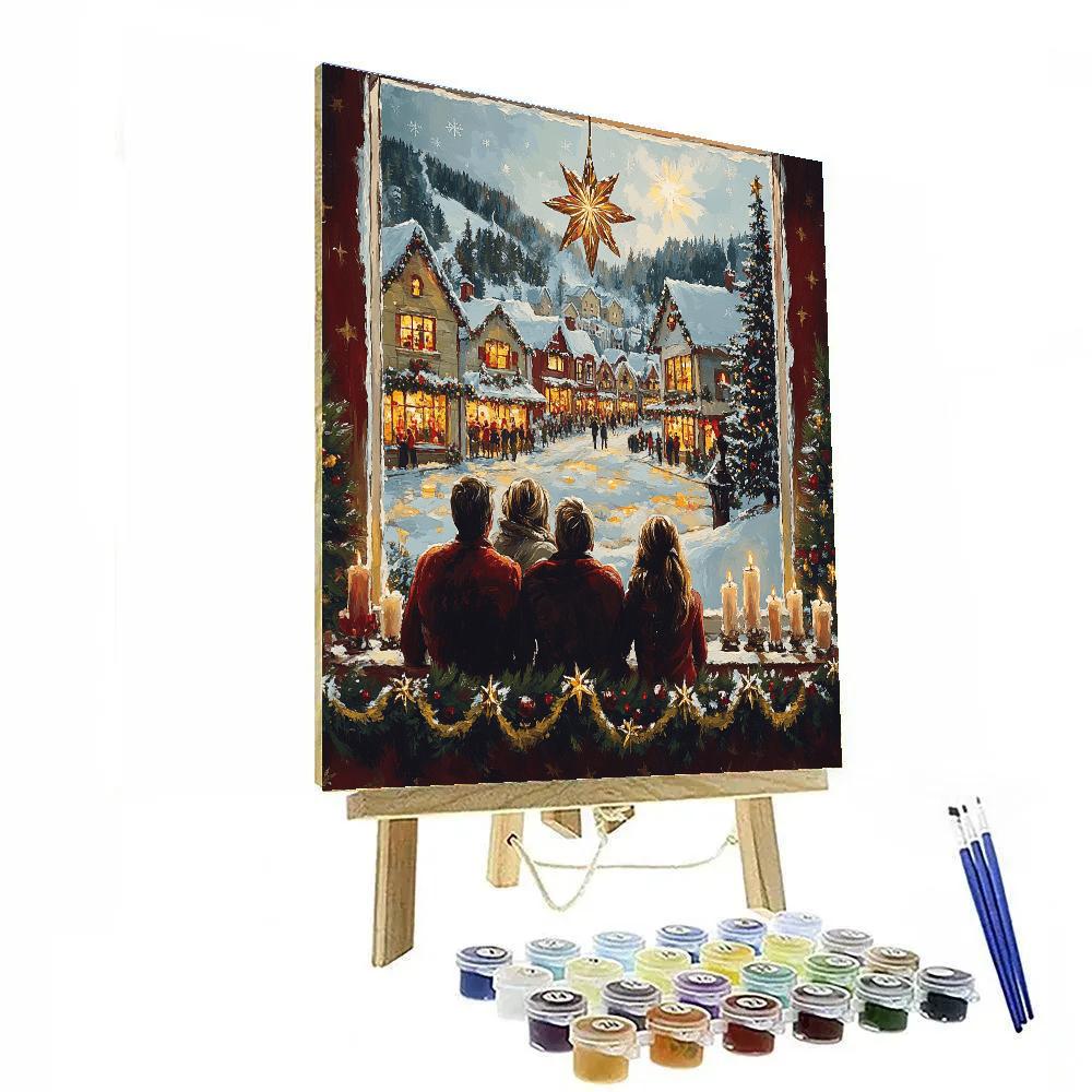 Twinkling Village Window DIY paint by numbers