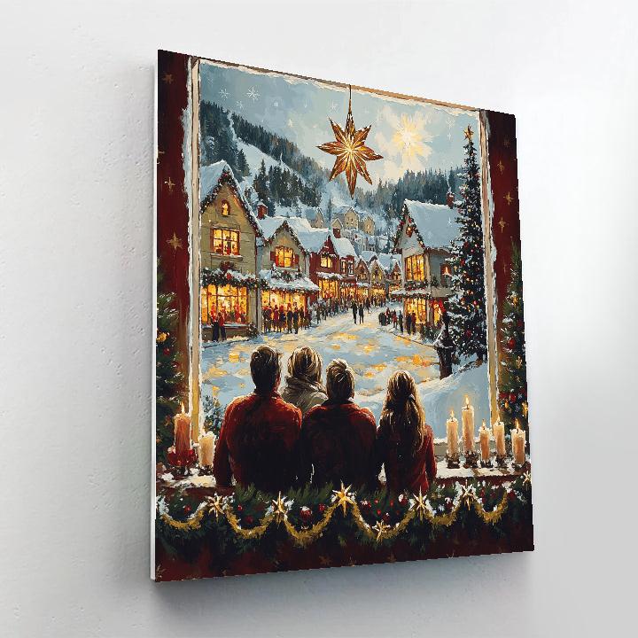 Twinkling Village Window DIY paint by numbers