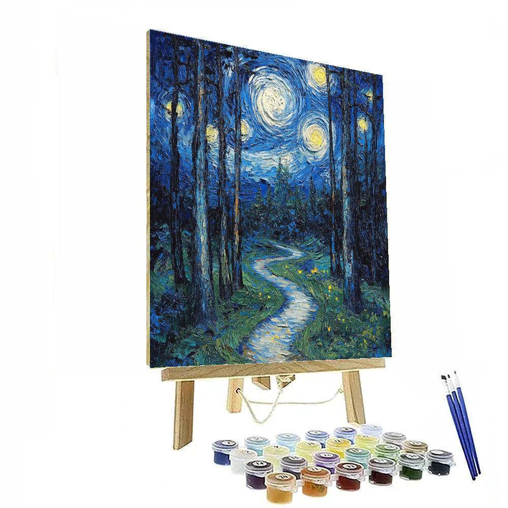 Van Gogh Inspired Starry Forest Trail Painting by numbers kit