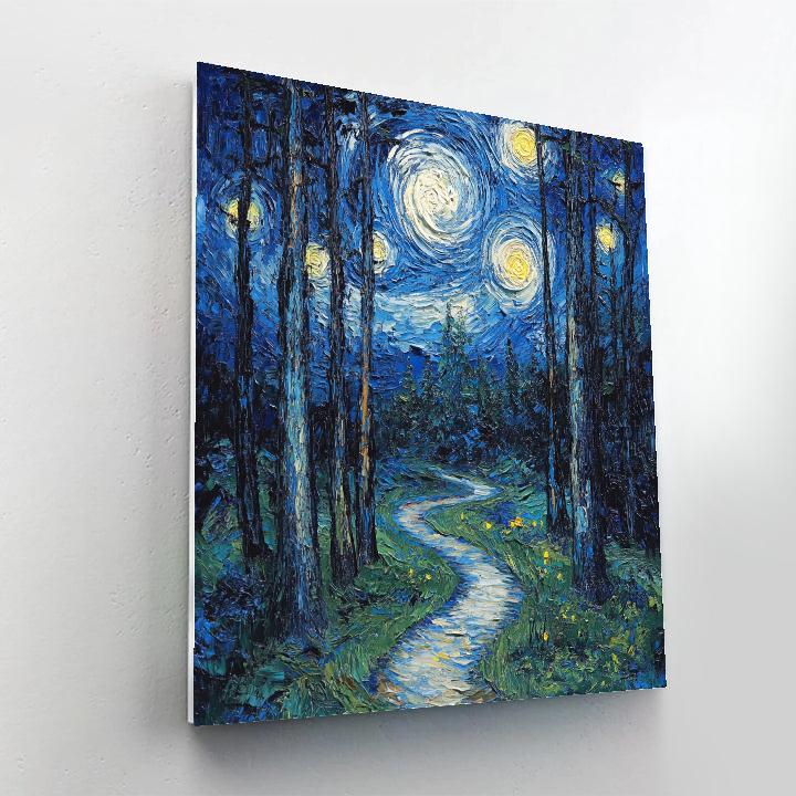 Van Gogh Inspired Starry Forest Trail Painting by numbers kit