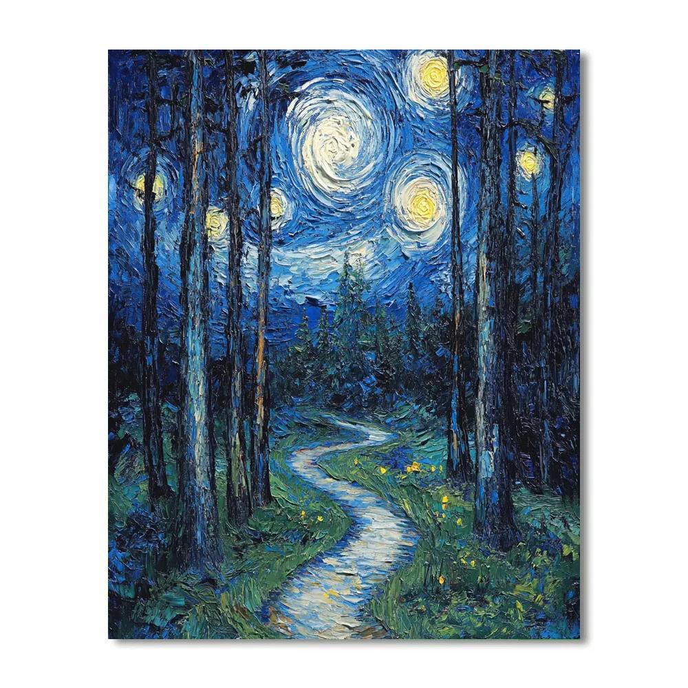 Van Gogh Inspired Starry Forest Trail Painting by numbers kit