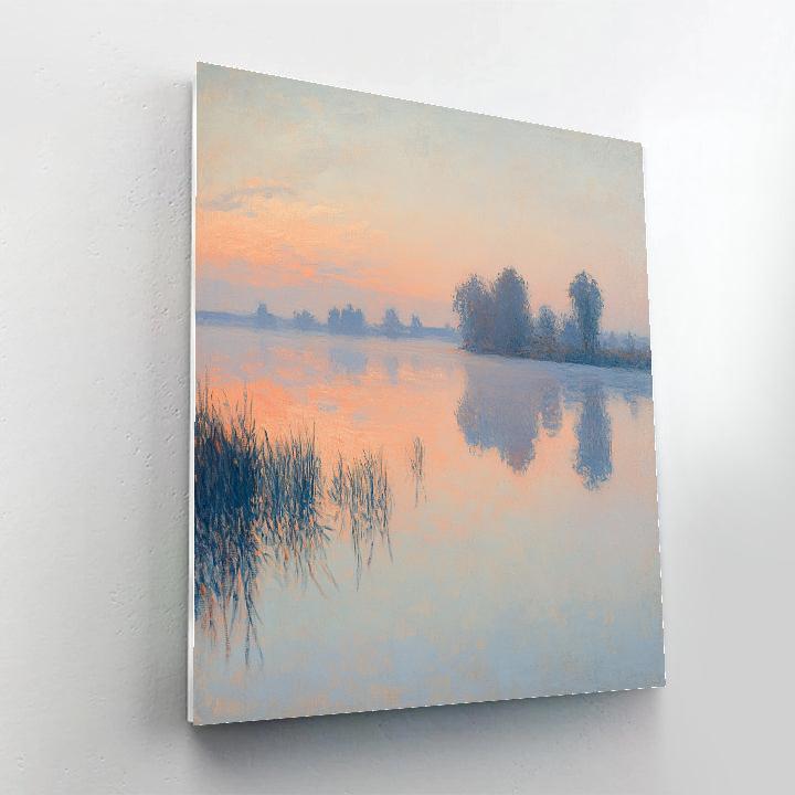 Monet Inspired Misty Lakeside Sunrise Number painting
