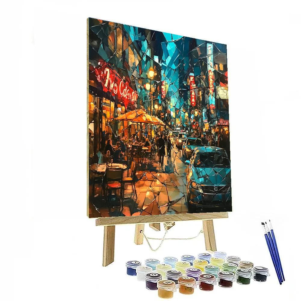 Picasso Inspired Cubist Citylights Boulevard painting number kit