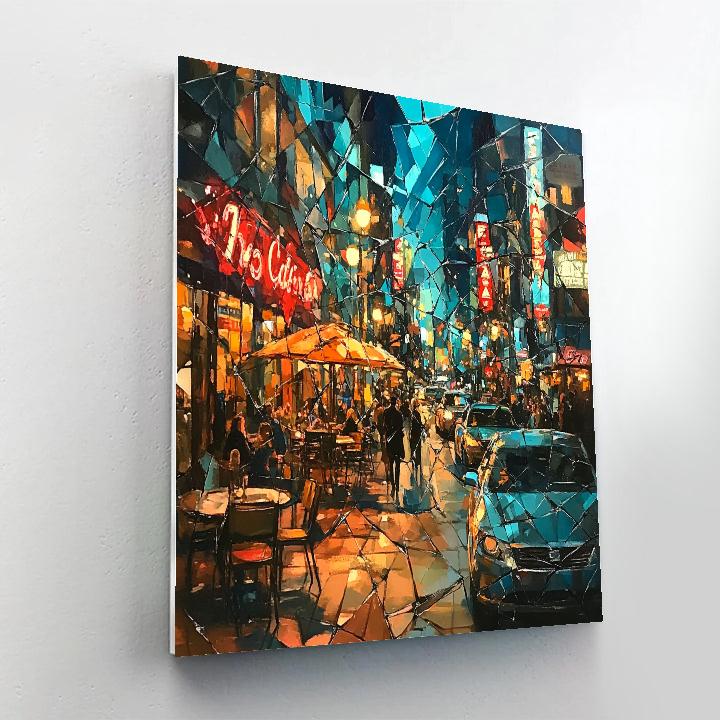 Picasso Inspired Cubist Citylights Boulevard painting number kit