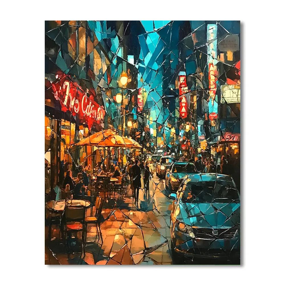 Picasso Inspired Cubist Citylights Boulevard painting number kit