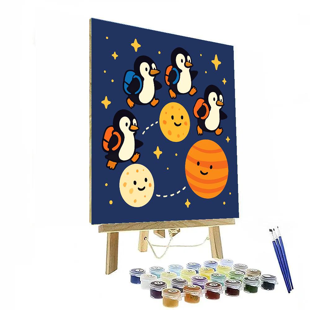 Starlight School Of Planet Hopping Penguins Paint by numbers art