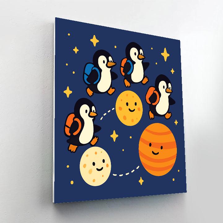 Starlight School Of Planet Hopping Penguins Paint by numbers art