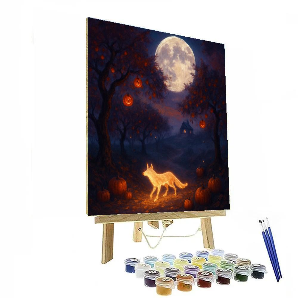Moonlit Orchard Of The Lantern Fox paint by numbers