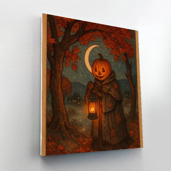 Pumpkin Lantern Keeper Under The Maple Tree Painting by numbers kit