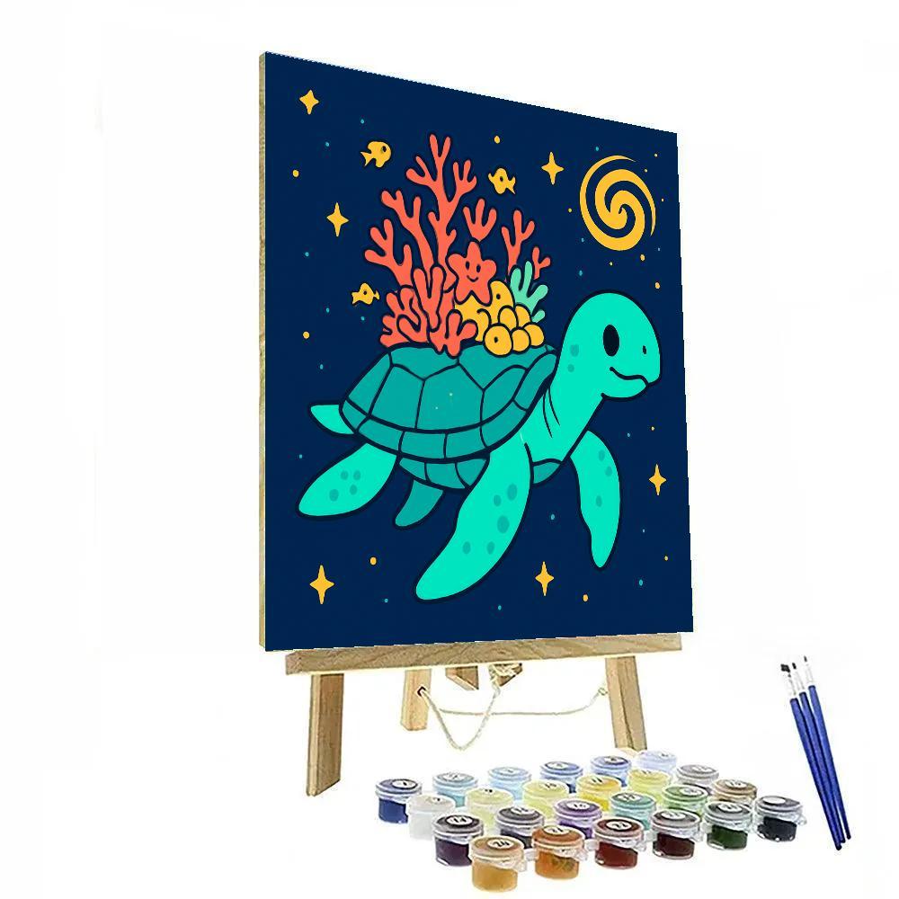 Coral Galaxy Turtle And The Floating Reef painting number kit