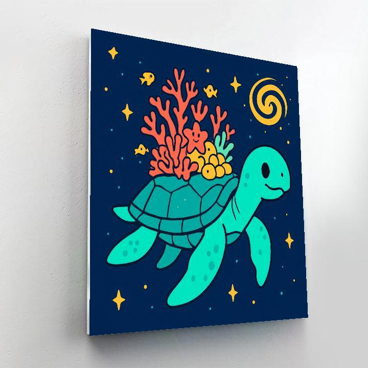 Coral Galaxy Turtle And The Floating Reef painting number kit