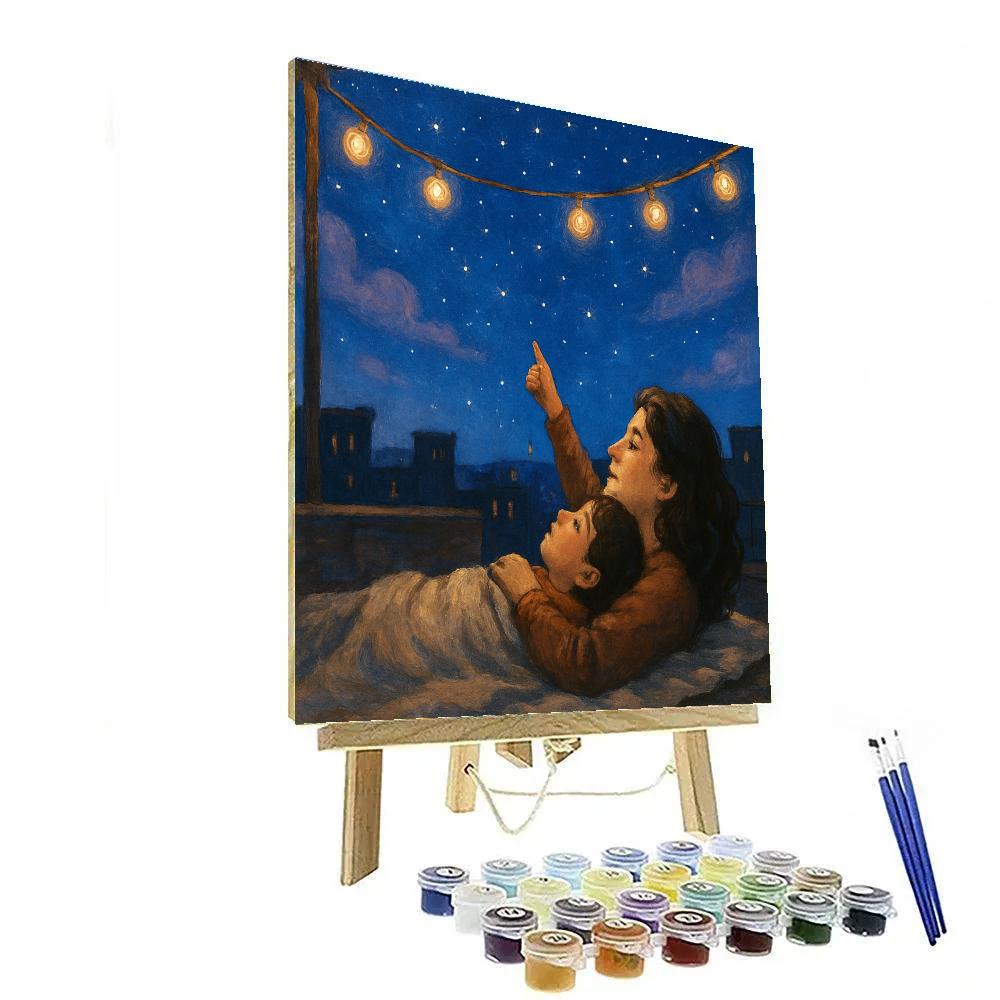 Moonlit Rooftop Stargazing With Mom Paint by numbers kits