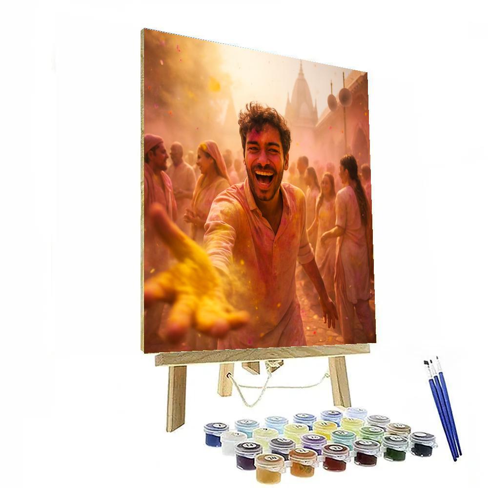 Holi Street Celebration In Vrindavan painting number kit