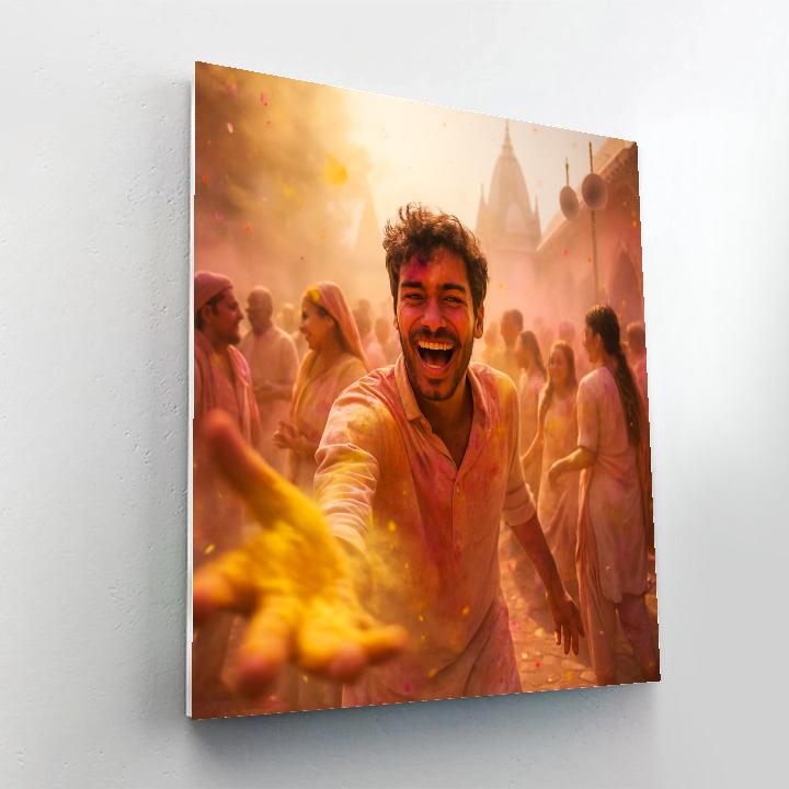 Holi Street Celebration In Vrindavan painting number kit