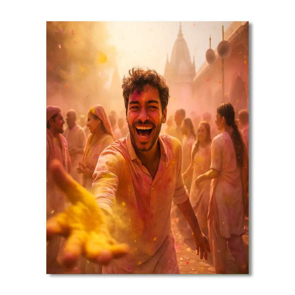 Holi Street Celebration In Vrindavan painting number kit