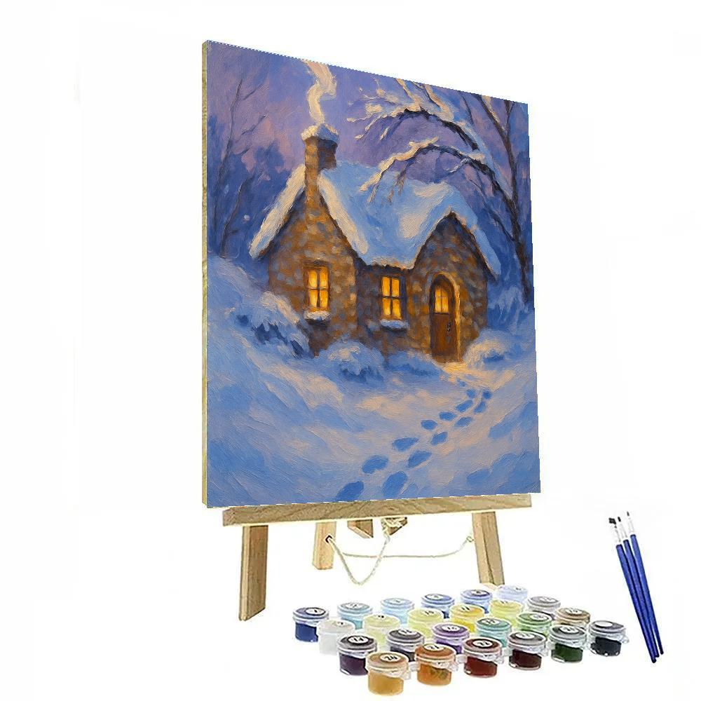 Amber Hearth In The Snowy Hollow paint by number