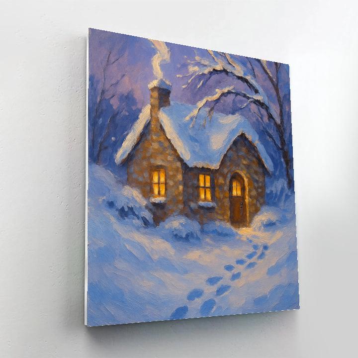 Amber Hearth In The Snowy Hollow paint by number