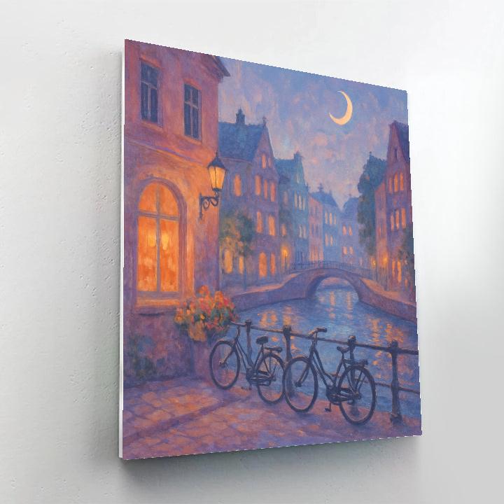 Moonlit Canal Corner In Quiet City paint by number