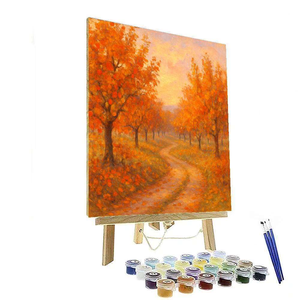 Golden Orchard Path At Harvest Dusk Numbered painting kits