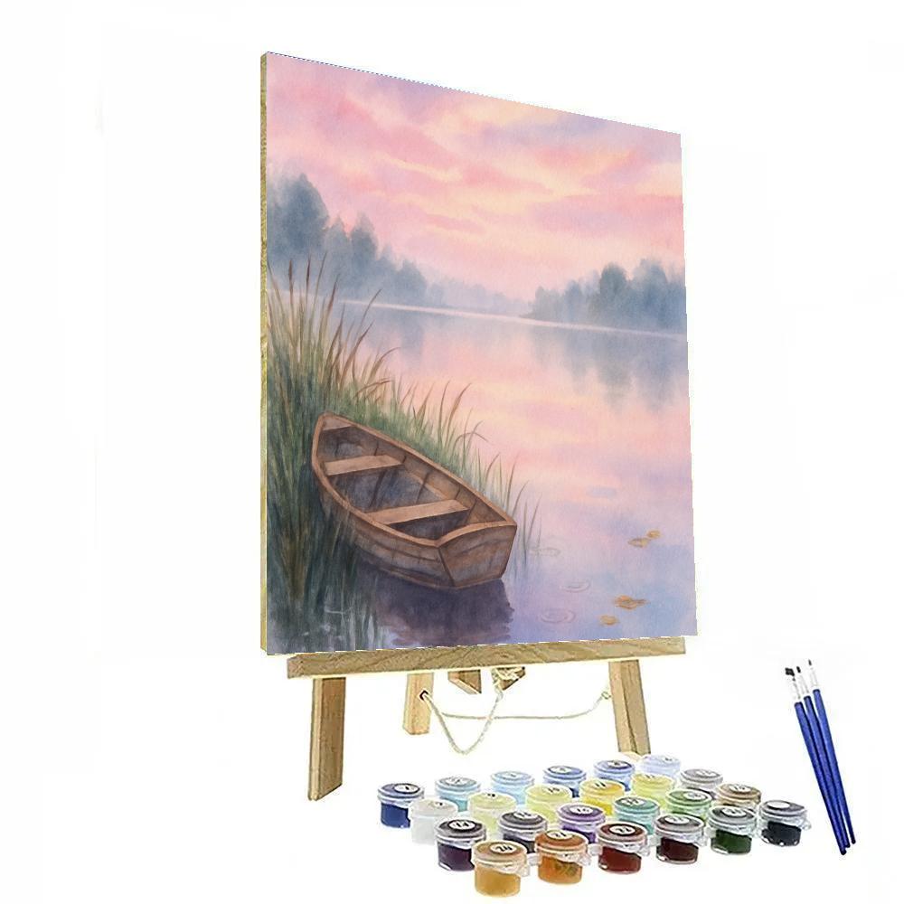 Lavender Dawn Over Hidden Rowboat Painting by numbers kit