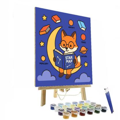 Moonlight Library Of The Fox Astronomer Numbered painting kits