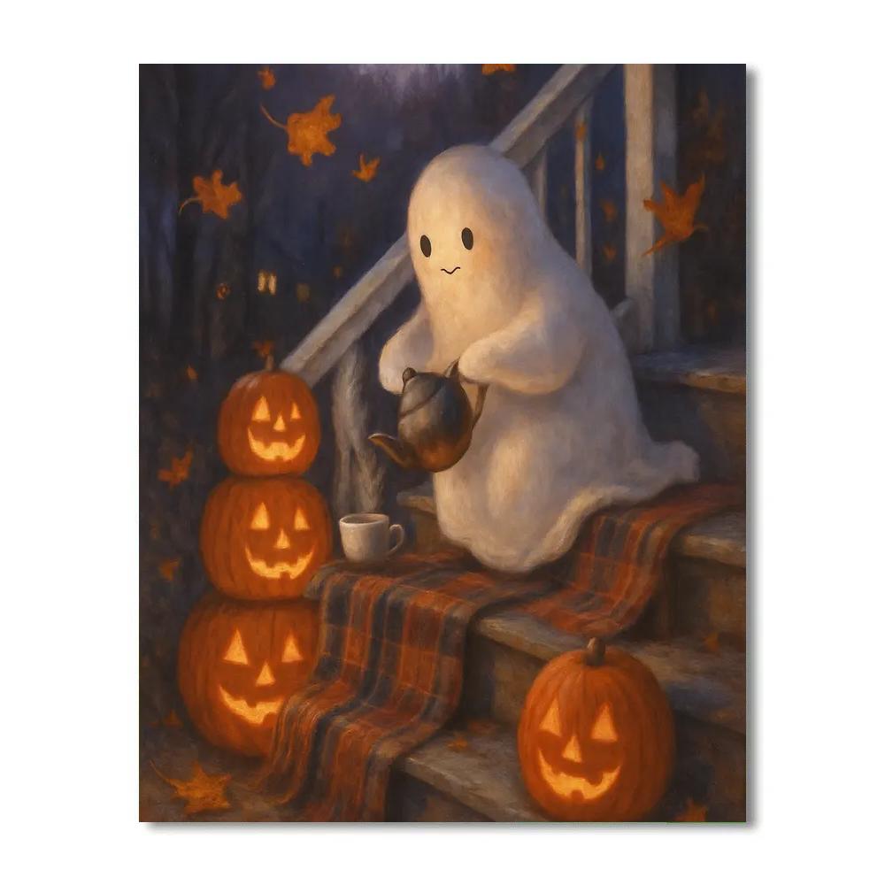 Ghostly Tea Party On The Autumn Staircase Number painting