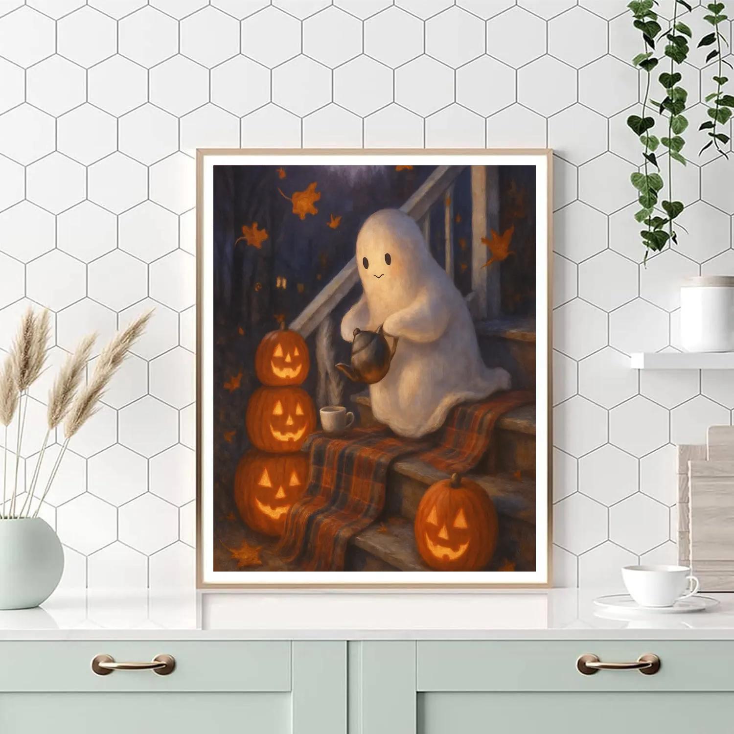 Ghostly Tea Party On The Autumn Staircase Number painting
