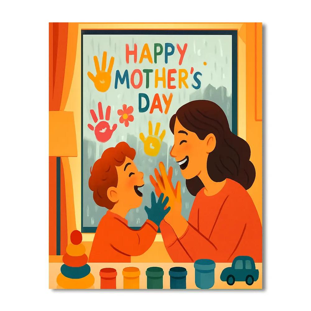 Rainy Day Window Painting With Mom paint by numbers