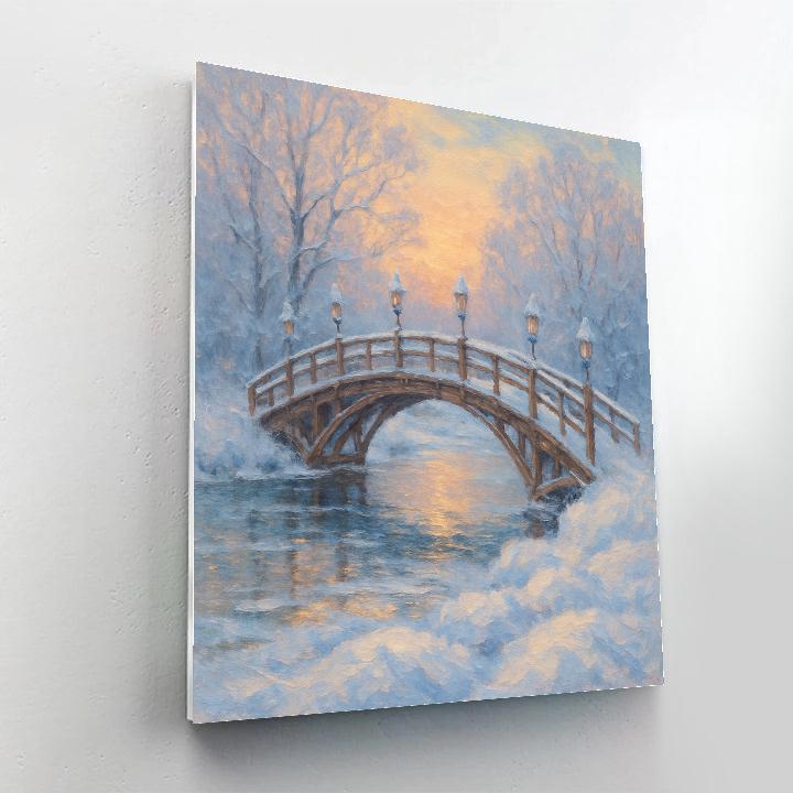 Frozen Lantern Bridge At First Light paint by color
