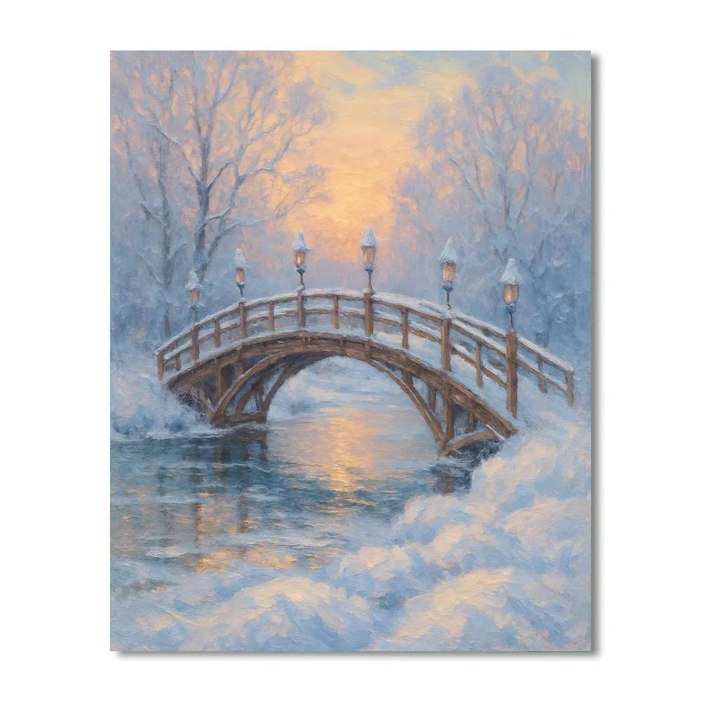Frozen Lantern Bridge At First Light paint by color