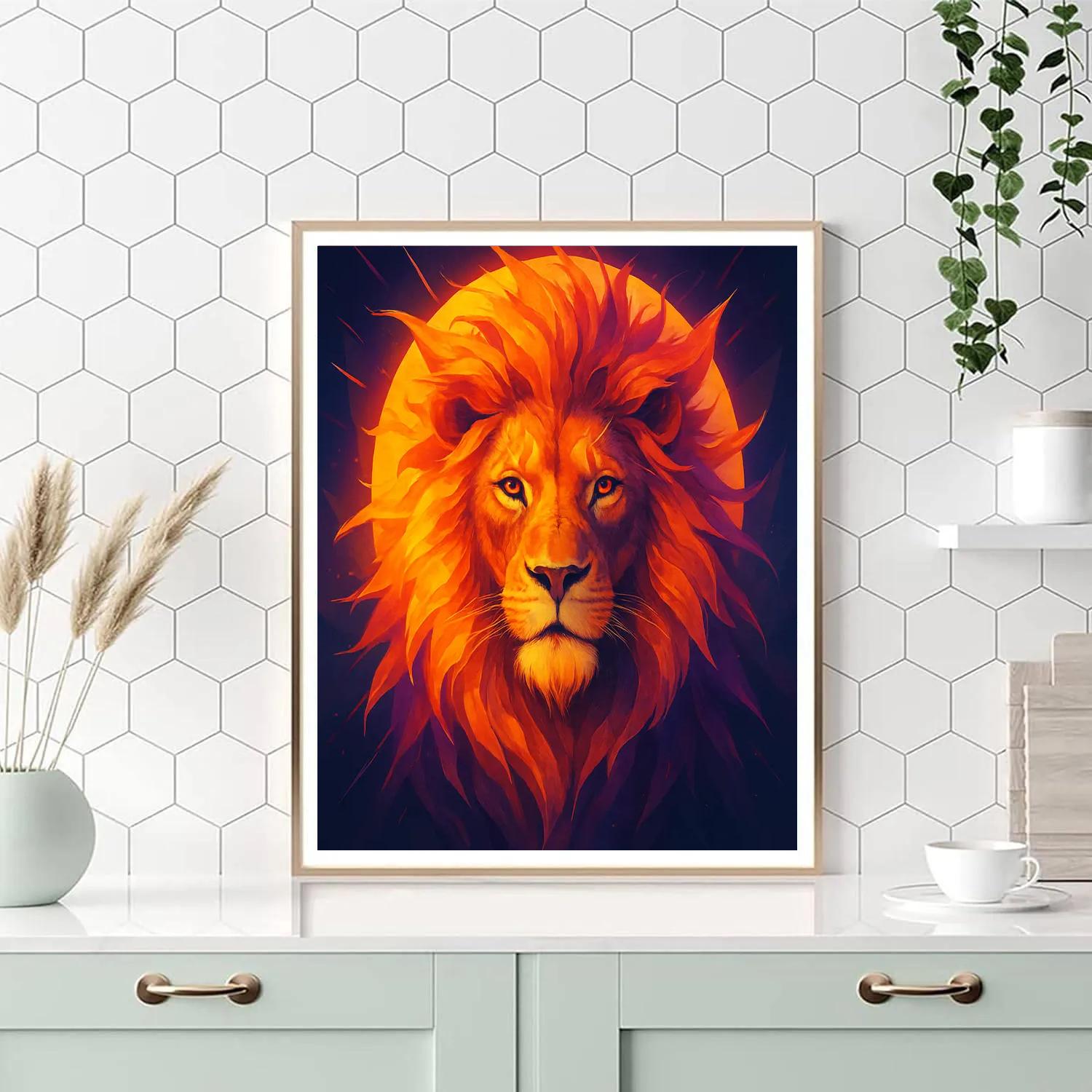 Solar Crown Lion Aura Paint by numbers kits