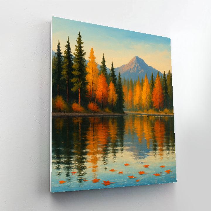 Golden Pines Reflected In Autumn Glass DIY paint by numbersGolden Pines Reflected In Autumn Glass - DIY Painting By Numbers Kit - Image 2