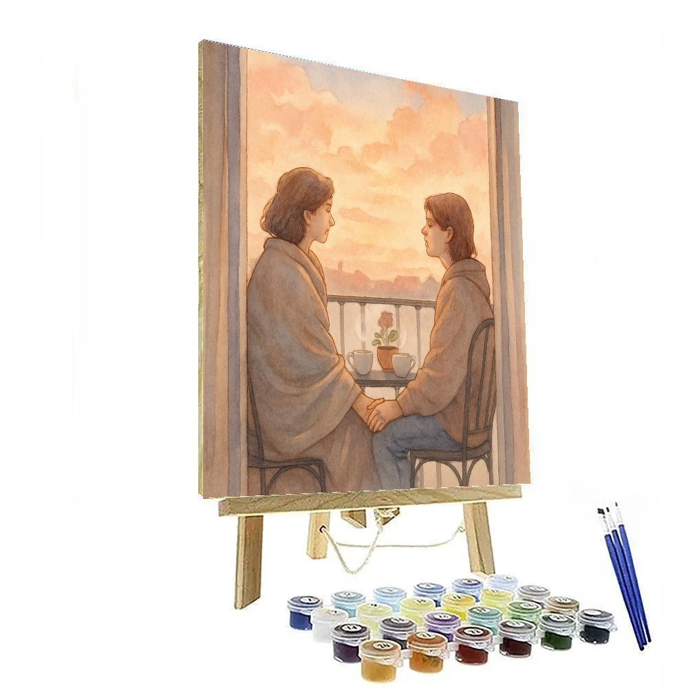 Sunrise Balcony Tea Time With Mom painting number kit