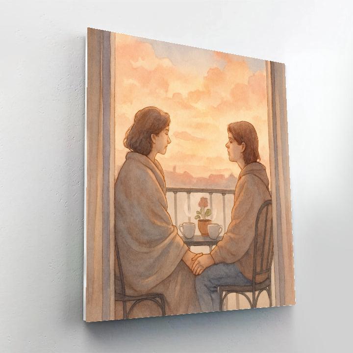 Sunrise Balcony Tea Time With Mom painting number kit