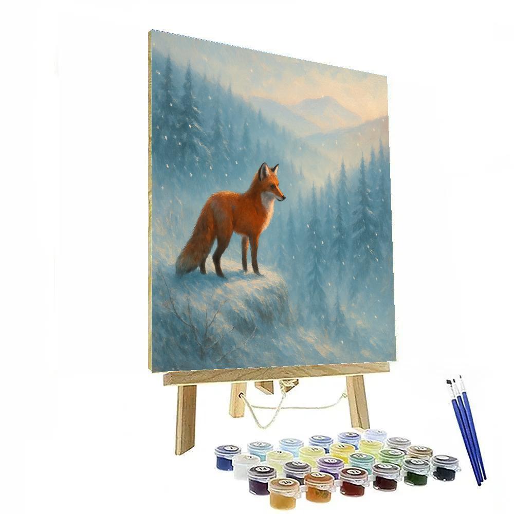Scarlet Fox On The Frosted Ridge Paint by numbers art